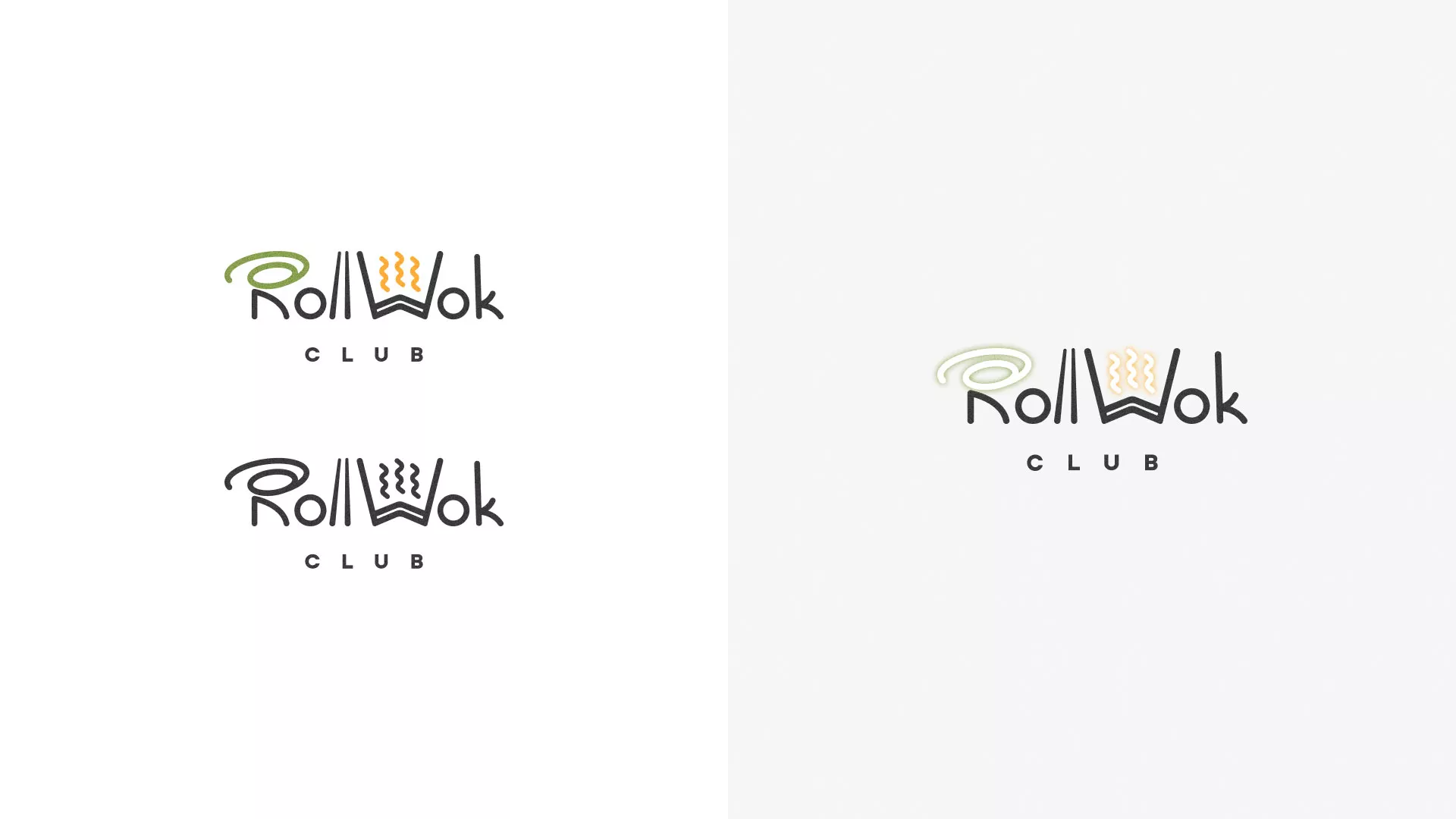 Разработка логотипа и фирменного стиля суши-бара «Roll Wok Club» в Новоржеве
